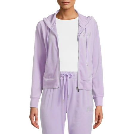 No Boundaries Juniors' Velour Zip Hoodie