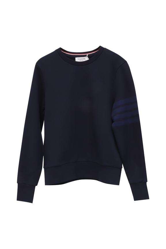 Pre-Owned Thom Browne 4-Bar Crew-neck Loopback Sweatshirt In Navy Blue Cotton