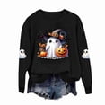 thumbnail image 4 of dazeni Funny Ghost Pumpkin Pattern Sweatshirts for Kids Girls Oversized Crewneck Sweatshirt Loose Casual Long Sleeve Tunic Pullover Black 2-3 Years, 4 of 7