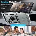 thumbnail image 3 of KOMI Compatible with Google Pixel 7a Case Built in Slide Camera Lens Cover+Screen Protector+Finger Ring Holder Kickstand,Heavy Duty Shockproof Full Body Protective Phone Cover,2023 Silver, 3 of 5