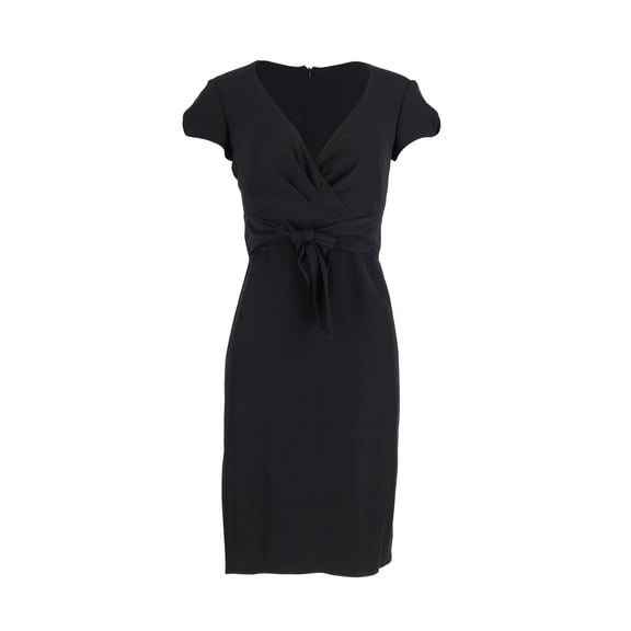 Pre-Owned Armani Cross-Over Belt V-Neck Dress in Black Viscose