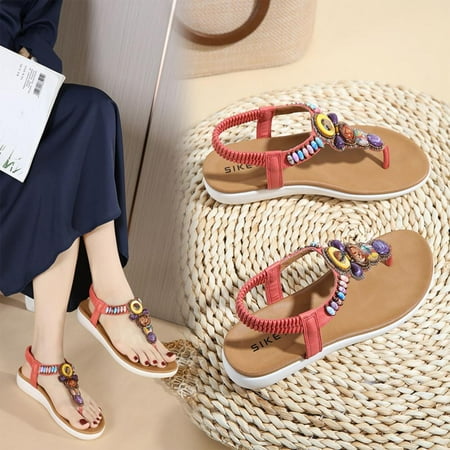 

Homedles Sandals Women- Comfortable Beach Open toe Flat Casual Gift for Women Gladiator Sandals Red 39