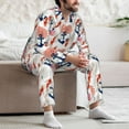 thumbnail image 7 of Salouo Koi Fish And Corals Print Button-Front Long Sleeve Pajama Set for Men, Soft 2Pjs Men's Long Sleeve Sleepwear-X-Large, 7 of 7
