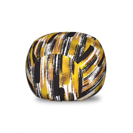 Modern Art Storage Toy Bag Chair  Watercolored Grunge Brushstroke Expressionist Background Paint Effects  Stuffed Animal Organizer Washable Bag  Large Size  Earth Yellow Black  by Ambesonne