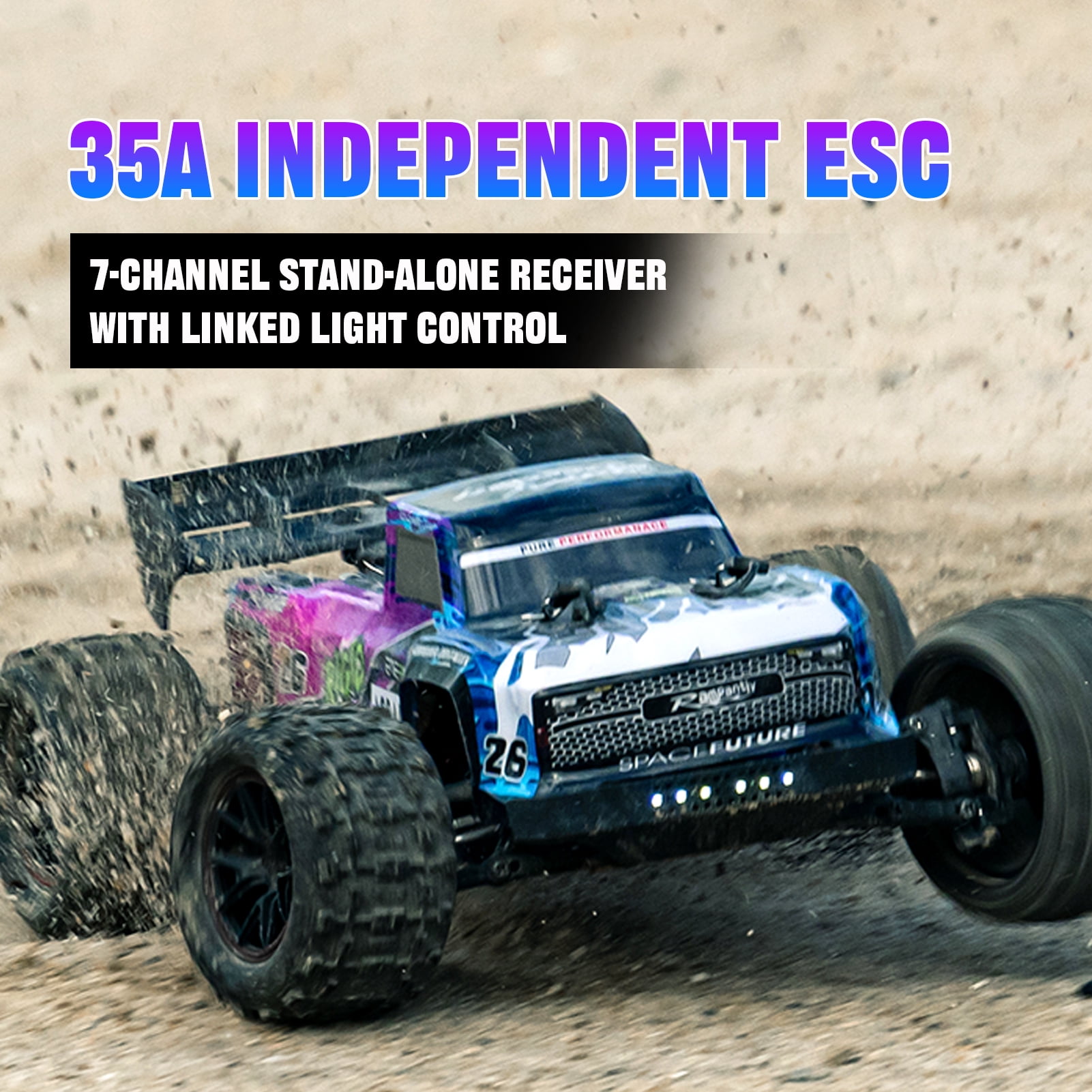 1:12 Full Scale 4WD Brushless RC Car, All Terrain 60KM/H High Speed Off Road Truck, Alloy Chassis, 2.4Ghz Remote Control, Supports Vehicles Racing Together