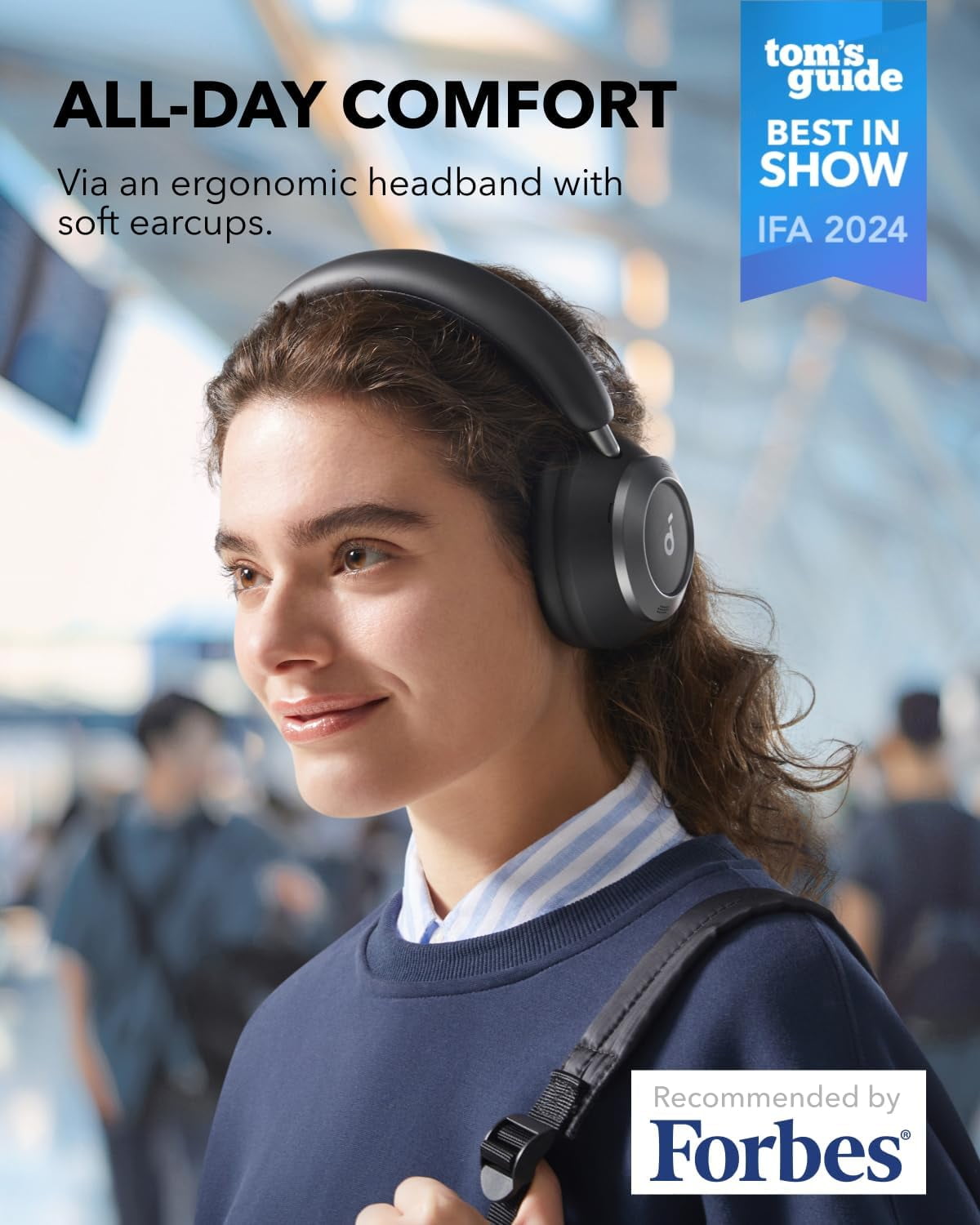 Soundcore Space One Pro by Anker, Adaptive Active Noise Cancelling Headphones Driven by 6 Mics