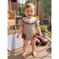 thumbnail image 3 of Cenuakty Girl Summer Romper Football Embroidery Short Sleeve Striped Jumpsuit, 3 of 9