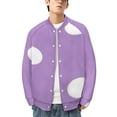 thumbnail image 2 of Light Purple And White Polka Dots Pattern Baseball Jersey Fashion Ribbed Sleeve Man Women's Jacket Motion Tops XXS-6XL, 2 of 7