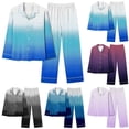 thumbnail image 3 of Women's Pajama Set Super-Soft Long Sleeve Blouse with Stretchy Wide Leg Pants Fashion Gradient Color Casual Sleepwear(Purple,XXXL), 3 of 3