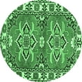 thumbnail image 1 of Ahgly Company Indoor Round Geometric Emerald Green Traditional Area Rugs, 7' Round, 1 of 4