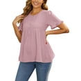 thumbnail image 2 of INSPIRE CHIC Women's Mother's Days Maternity Casual Round Neck Ruffle Sleeve Button T-Shirts Babydoll Loose Fit Peplum Tops XL Dark Pink, 2 of 6