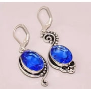 Uneven Designer London Blue Topaz Quartz 925 STERLING SILVER PLATED EARRING