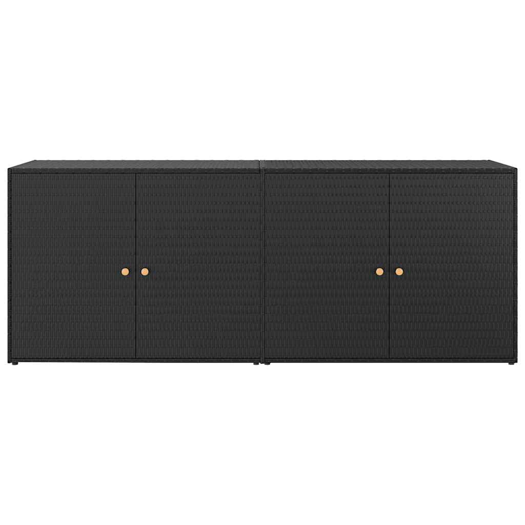 vidaXL Garden Storage Cabinet Black 78"x21.9"x31.5" Poly Rattan