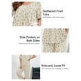 thumbnail image 4 of SHOWMALL Plus Size Printed Pajama/Loungewear Set, Cozy Bloom Beige 1X Comfy Short Sleeve Pleated Top with Relaxed Pocket Pants, Matching Homewear for All Seasons, 4 of 8