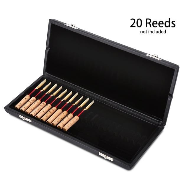 Wooden Oboe Reeds Case PU Leather Cover Holder Storage Box for 10/12/20pcs Oboe Reeds, Ideal Oboe Accessory