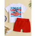 thumbnail image 3 of Bagilaanoe 4th of July Clothes for Toddler Baby Boys Short Sleeve Graphic Print T-Shirt Tops + Shorts 6M 12M 18M 24M 3T Kids Independence Day Outfits 2pcs Short Pants Set, 3 of 9