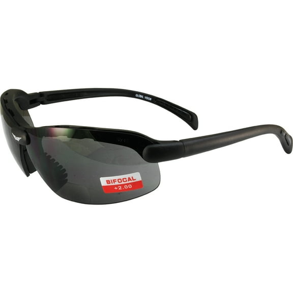Global Vision Eyewear C-2 Bifocal Safety Glasses, Smoke Lens, Matte Black Frame