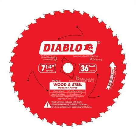 Diablo 7-1/4 in. Dia. x 5/8 in. TiCo Hi-Density Carbide Circular Saw Blade 36 teeth 1 pc.
