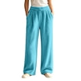 thumbnail image 2 of ClodeEU Women's Elastic Waist Fleece Wide Leg Lounge Pants ,Warm Winter Homewear Sleep Bottoms With Pockets ,Women's Plus L, 2 of 6
