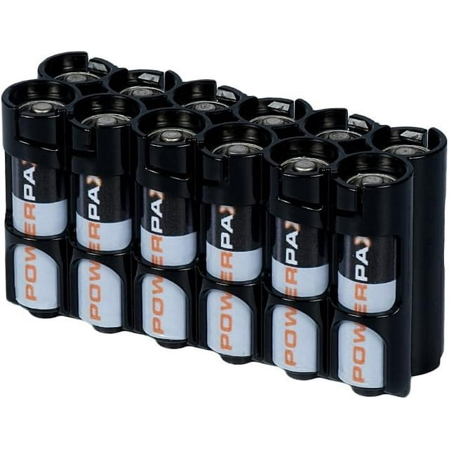 Caddy de Rangement pour Piles AA par Storacell, Noir, Contient 12 Piles (Non Incluses)