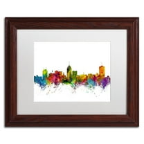 Trademark Fine Art 'Fresno California Skyline' Canvas Art by Michael Tompsett, White Matte, Wood Frame