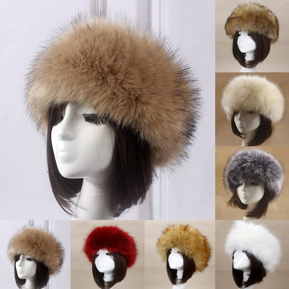 Ludlz Women's Furry Hat for Winter with Stretch Cossack Russion Style Warm Cap