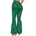 thumbnail image 4 of Bouanq Women's St. Patrick's Day Pants Casual High Waist Ruffle Flare Pants Wide Leg Solid Stretchy Bell Bottom Pants for Parties and Festivals, 4 of 4