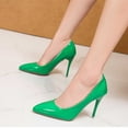 thumbnail image 2 of hopeusnice Women's Pointed Toe High Heels Pumps Patent Leather Stilettos Heel Dress Shoes Office Work Party Wedding Shoes Comfortable Formal Footwear Green 42, 2 of 4