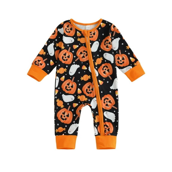 Gibobby Baby Boys or Girls Pajamas Cotton Long Sleeve Zipper Romper Jumpsuits Sleep and Play,Orange,3-6 M