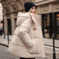 thumbnail image 3 of Chaqueta de algodón con cuello alto y capucha minimalista y de moda para mujer, chaqueta de algodón gruesa de nicho para otoño e invierno, 3 of 6