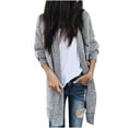 thumbnail image 2 of IROINNID Women's Comfy Mid-Long Coat Solid Color Overcoat Long Sleeve Outwear, Gray, 2 of 8