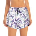 thumbnail image 2 of Fuzoiu Lavender Flowers Print Women's Athletic Shorts, Double-Layer Running Shorts with Pocket,Women's Workout Shorts for Yoga, Gym, and Workouts-Medium, 2 of 7