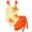 Orange Hibiscus, variant on HWJAD Girls Swimsiut Ruffle Strap One-Piece with Cover Up Kids Floral Print Swimwear Child Beach Bathing Suit 5-12Y