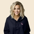 thumbnail image 4 of Dalix Flamingo Embroidered Fleece Cropped Hoodie Cold Fall Winter Women in Navy Blue 2XL XX-Large, 4 of 5