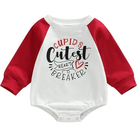 

QWZNDZGR Valentines Days Baby Boys Girls Sweet Romper Color Patchwork Long Sleeve Heart Letter Printed Jumpsuits