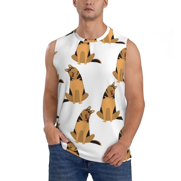 Balery German Shepherd Dog Camisetas sin mangas para hombre, absorbe la humedad y protege contra el mal olor.-Small