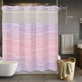 thumbnail image 5 of No Hook Pink Purple Ombre Shower Curtain with Snap in Liner Set, Modern Abstract Striped Polka Dots Waterproof Fabric Bathroom Curtains with See Through Top Window, Hotel Style Long 72 x 78 Inch, 5 of 9