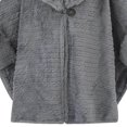 thumbnail image 3 of UTSJKR Women Cable Embossed Faux Fur Collar Cape Coat Buckle Closure Loose Poncho Jacket for Autumn Winter Wear Gray, 3 of 4