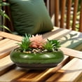 thumbnail image 5 of Plant Pots Indoor with Drainage: Ceramic Pots for Plants, 7In Creative Large Caliber Glazed Ceramic Orchid Bonsai Succulent Planter with Drainage, Shallow Planter (Green), 5 of 7