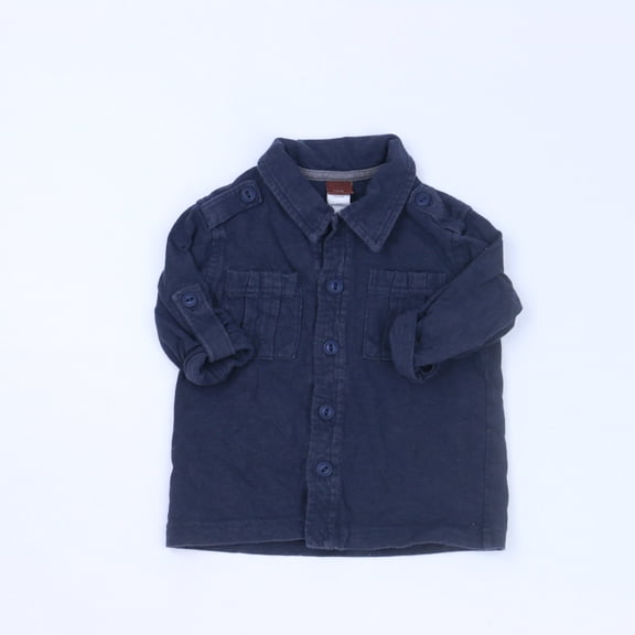 Pre-owned: Tea Boys Navy Button Down Long Sleeve size: 6-12 Months (Good)