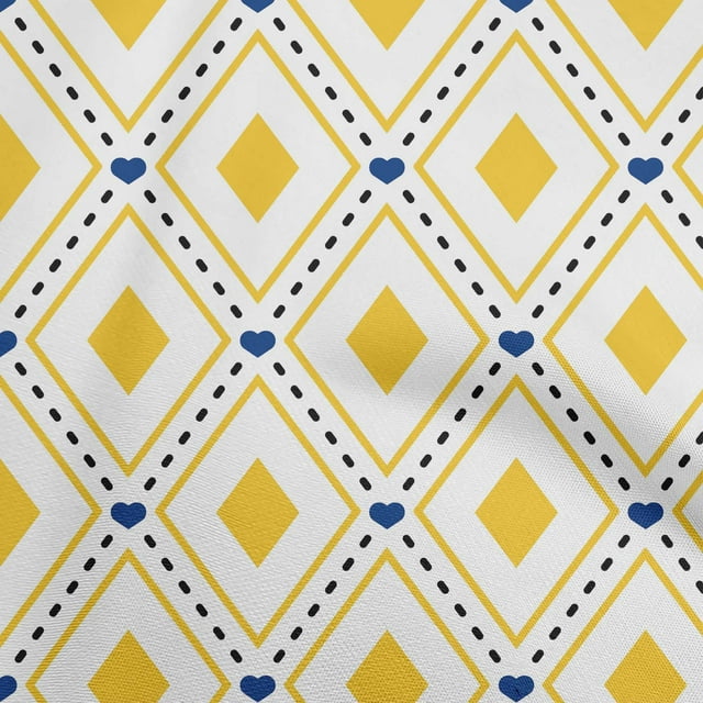 oneOone Polyester Spandex Yellow Fabric Check Fabric For Sewing Printed Craft Fabric By The Yard 56 Inch Wide