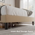 thumbnail image 4 of iPormis Full Size Bed Frame with Diamond Button Tufted Wingback Headboard, Upholstered Platform Bed Frame with Strong Wood Slat Support, No Box Spring Needed,Beige, 4 of 8