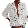 thumbnail image 3 of Danhjin Womens V Neck Long Sleeve Shirts Button Down Summer Casual Heart Printed T shirts Blouse Tops, 3 of 4