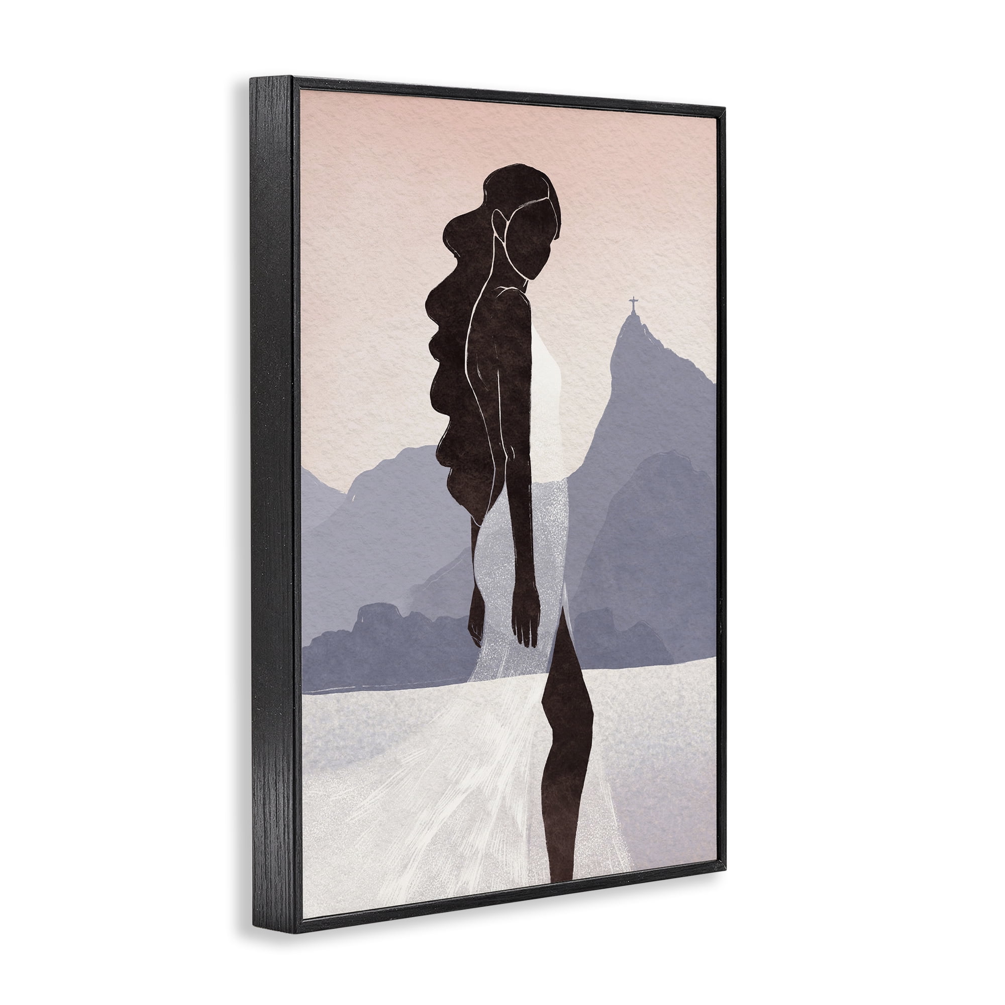 Stupell Industries Garota Silhouette Portrait Black Framed Giclee Art, design by Yuyu Pont