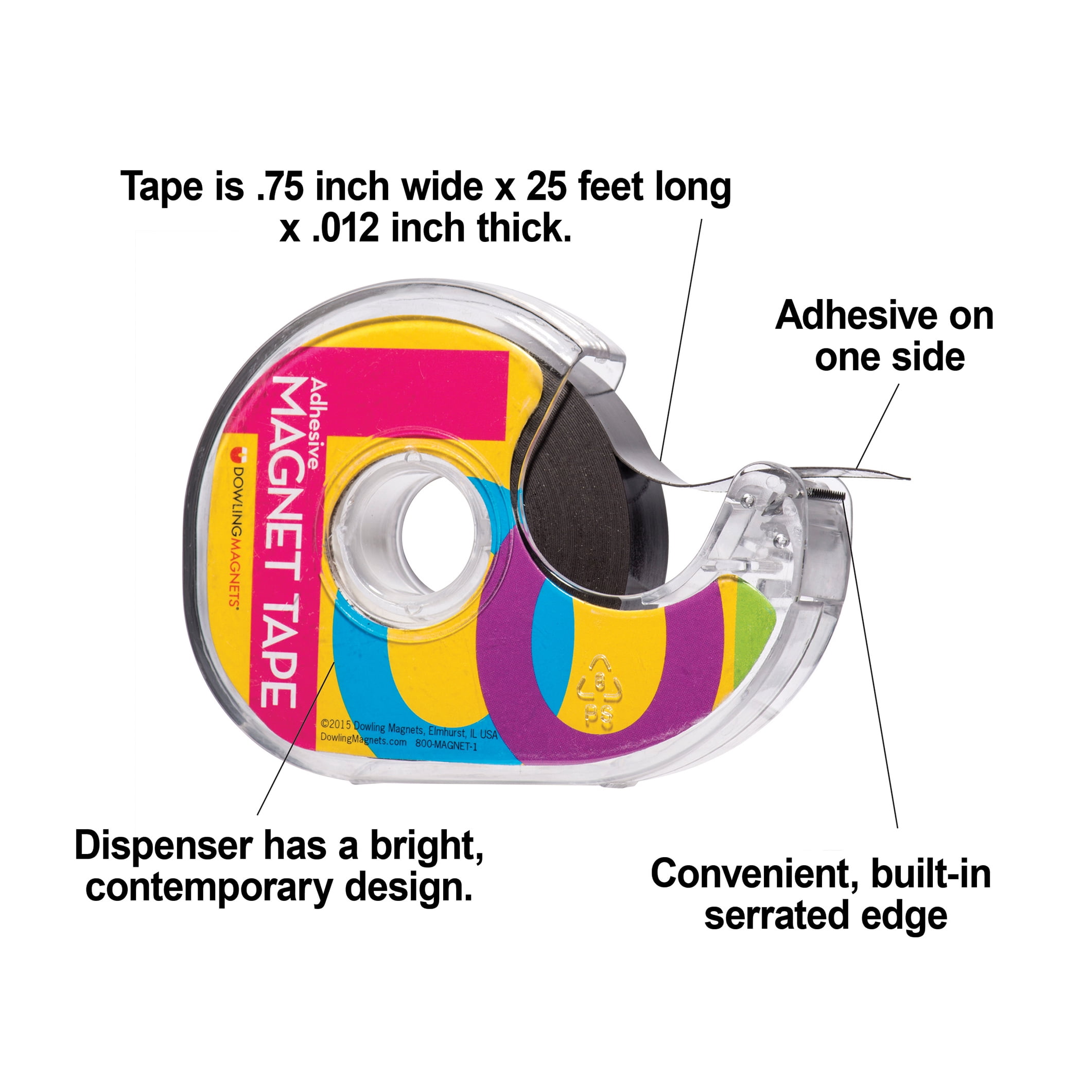 Dowling Magnets Magnet Tape in Dispenser, 3/4" x 25', Pack of 3