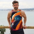 thumbnail image 6 of Zufioo Abstract Fabric Color Waves Print Men's Vest, Sleeveless Quick-drying Muscle T-shirt, Suitable for Sports Fitness, Home Leisure Wear-Large, 6 of 7