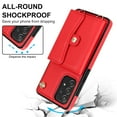 thumbnail image 2 of ELEHOLD for Samsung Galaxy A51 4G Multi-Functional Wallet Case Organ Card Slots RFID Blocking Stand Function Wrist Strap Crossbody Shoulder Strap Shockproof Purse Case,red, 2 of 9