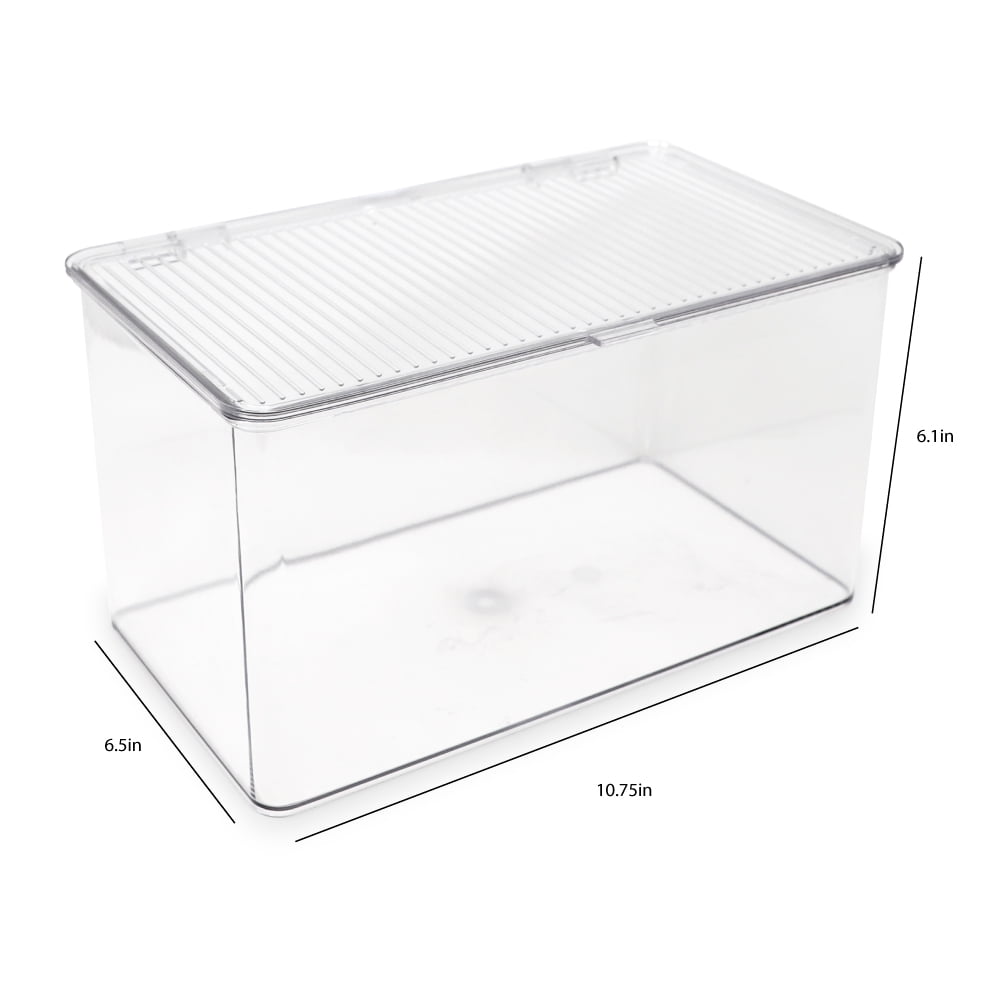 Isaac Jacobs Large Stackable Organizer Bin w/Lid, Fridge/Freezer/Food Safe, BPA-Free