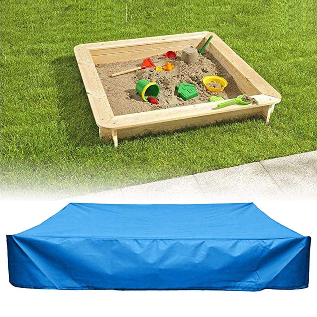 Oxford Cloth Sandbox Cover Pool Protective Cover for Sand Toys Adjustable Sandbox Cover with Drawstring Sandbox Cover 120120 cm, Black Waterproof Square Protective Cover 