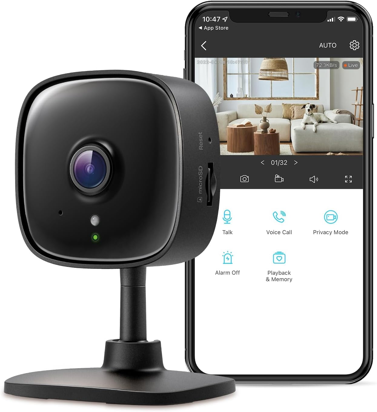 TP-Link 2K Security Camera for Baby Monitor, Dog Camera w/Motion Detection, 2-Way Audio, Night Vision, Cloud & SD Card Storage (Up to 256 GB), Works w/Alexa & Google Home, 2-Pack (C110P2)